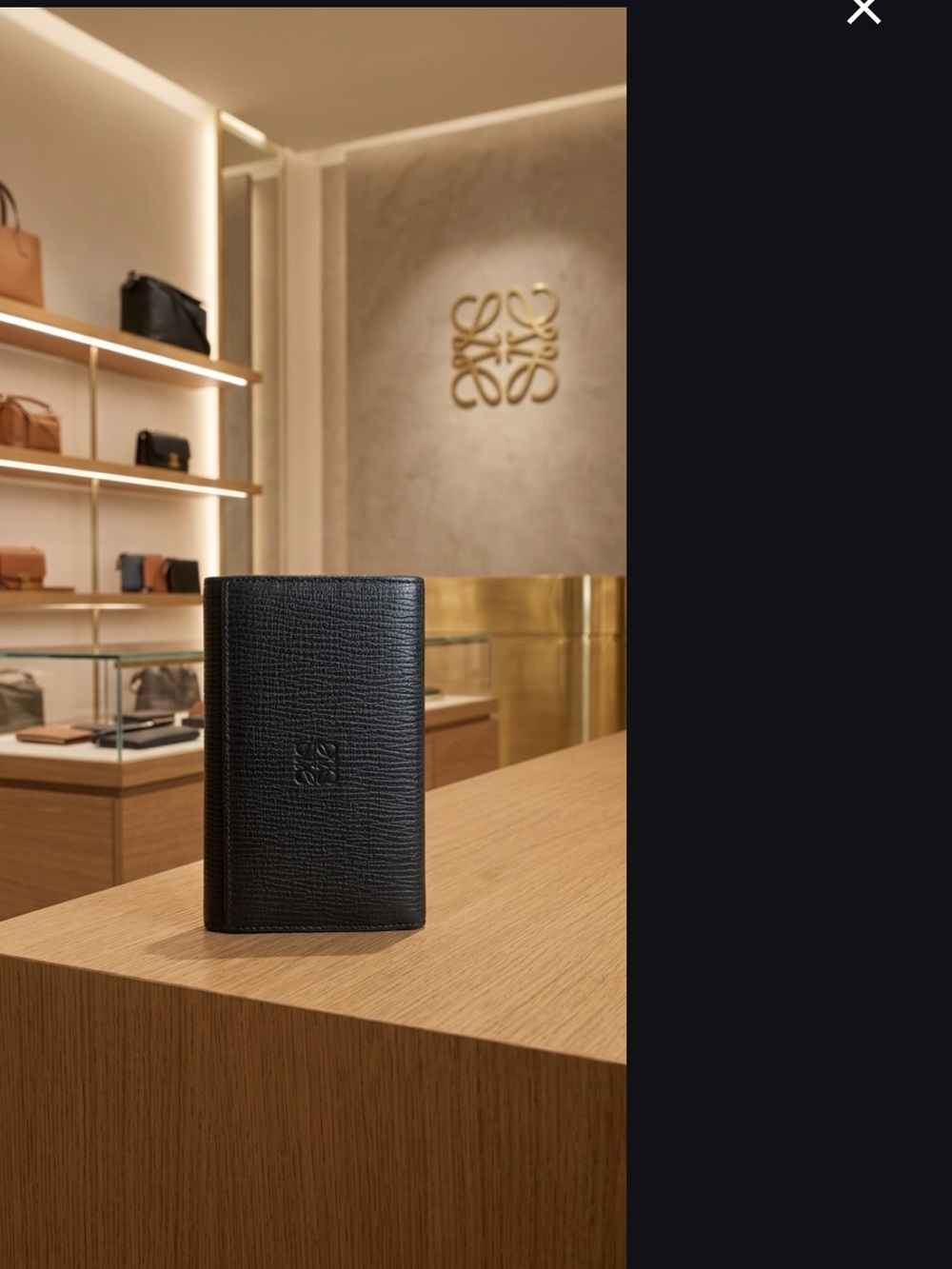 LOEWE Black Grained Leather Tri-Fold Key Holder Wallet Luxury